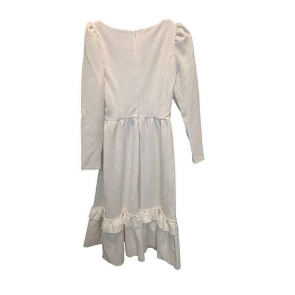 LITTLE MISTRESS White Dolly Waffle Midi Dress Women Size 8 - Picture 3 of 5